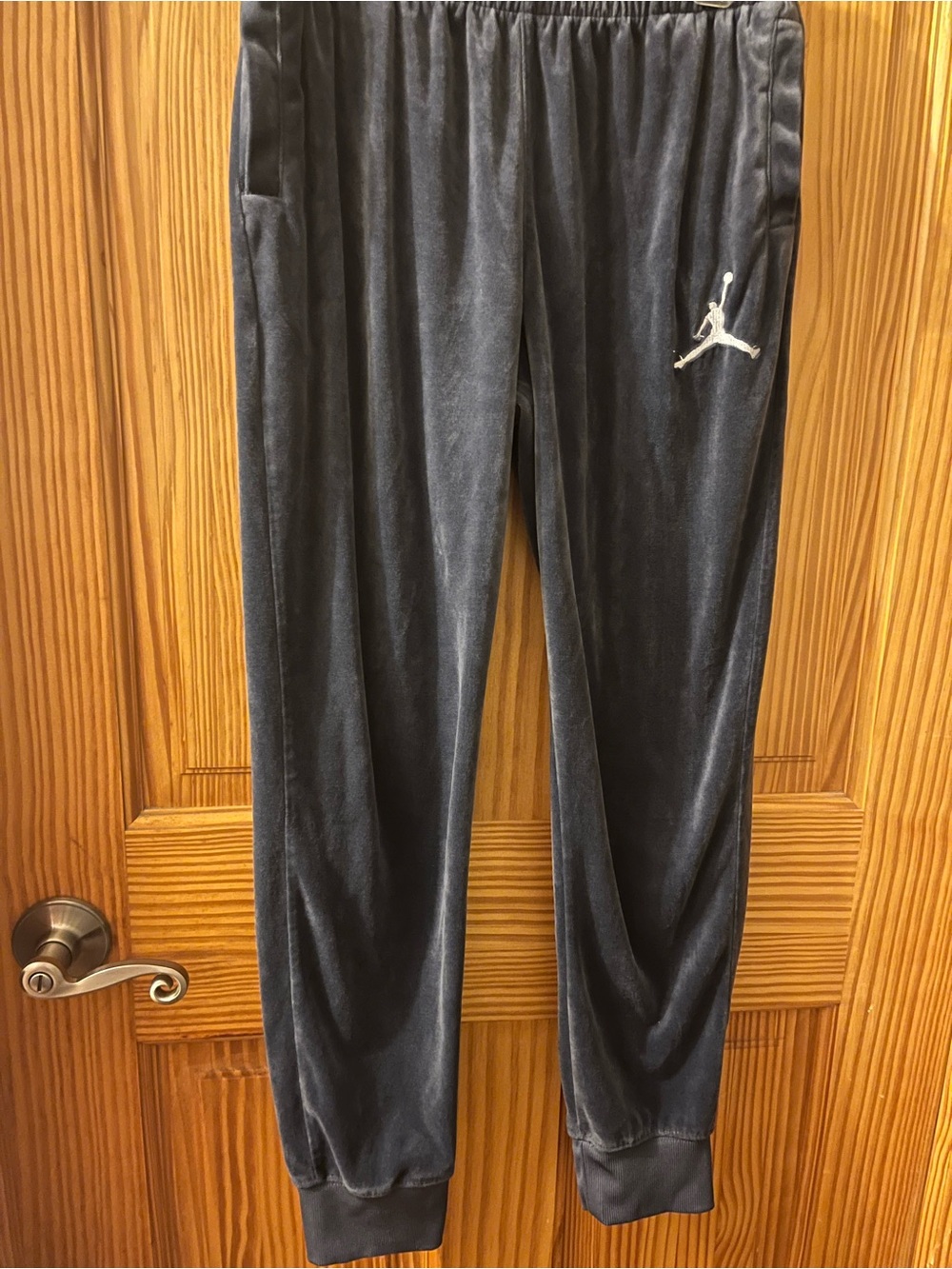 Jordan Black Velour Kids Joggers with White Jumpman